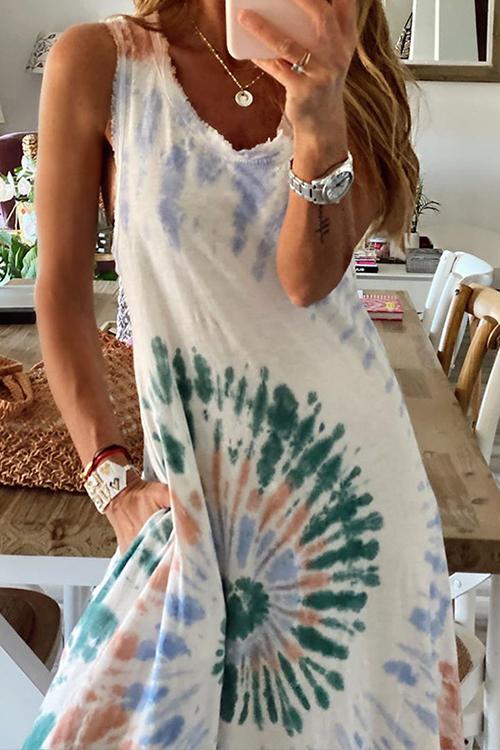Tie Dye Sleeveless Maxi Dress - Fashionpara