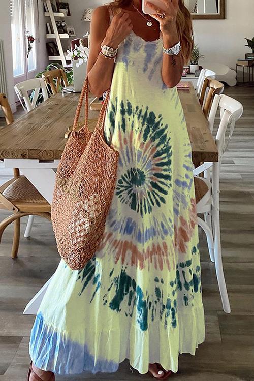 Tie Dye Sleeveless Maxi Dress - Fashionpara