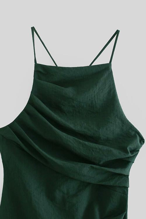 Ruched Backless Slip Mini Dress - Fashionpara