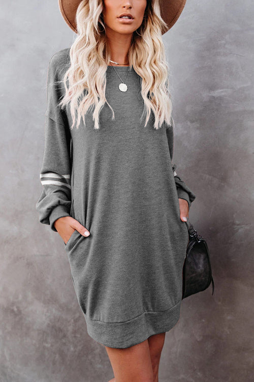 Stripe Comfy Casual Mini Shift Dress - Fashionpara