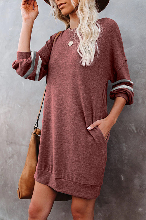 Stripe Comfy Casual Mini Shift Dress - Fashionpara