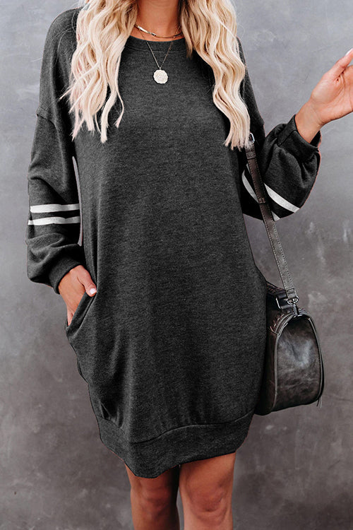 Stripe Comfy Casual Mini Shift Dress - Fashionpara