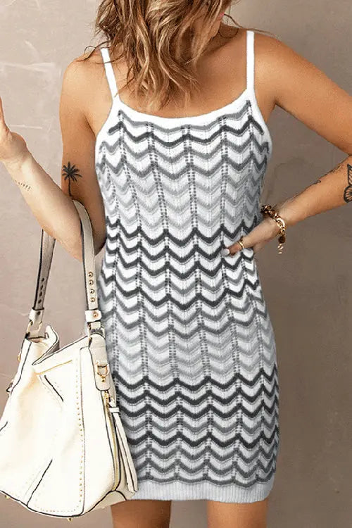 Chevron Slip Bodycon Mini Dress - Fashionpara