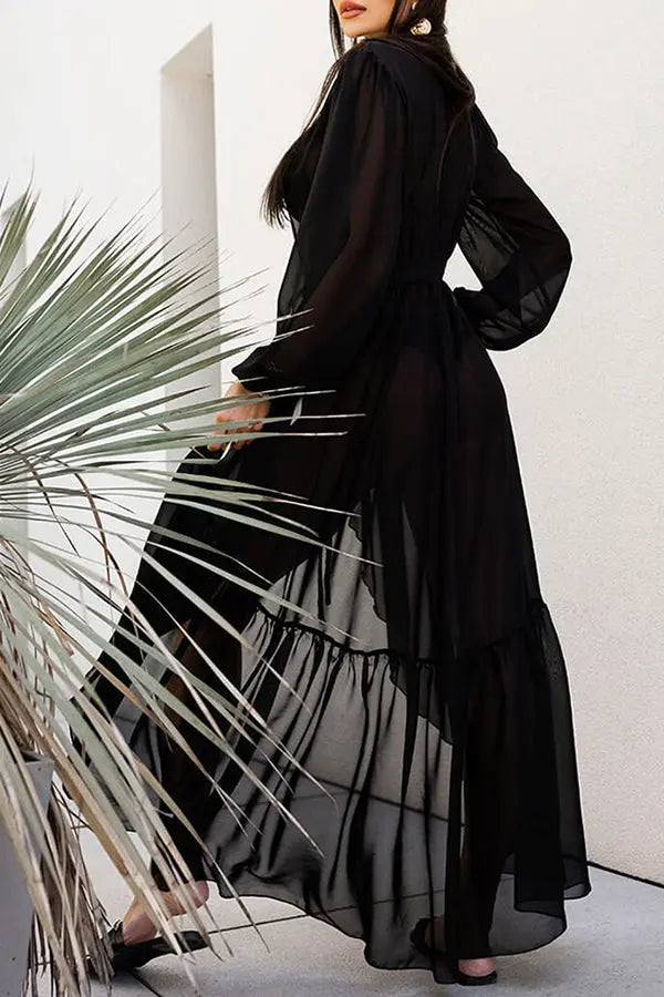 Ocean Mist High Low Maxi Cover Up Dress - Fashionpara