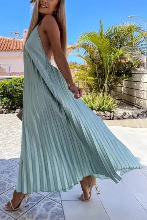 Breeze Slip Pleated Maxi Dress - Fashionpara