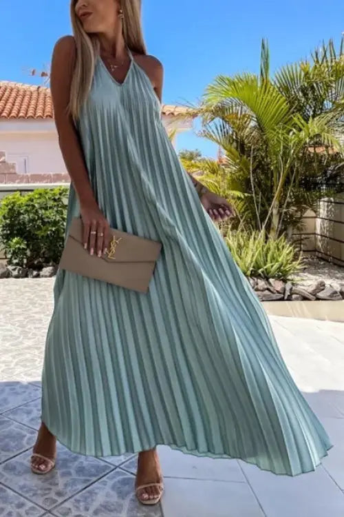 Breeze Slip Pleated Maxi Dress - Fashionpara