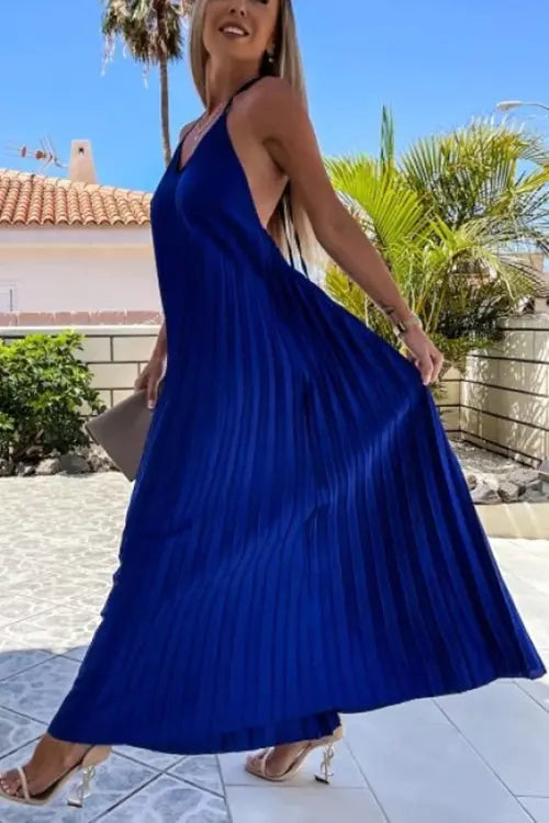 Breeze Slip Pleated Maxi Dress - Fashionpara