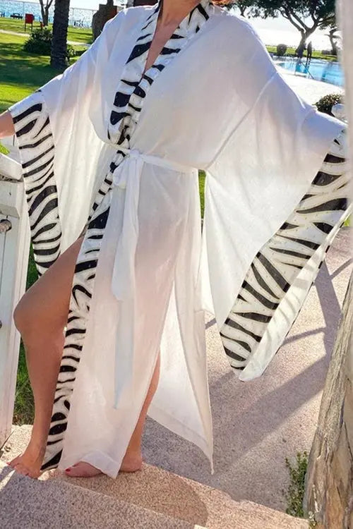 Geometry V Neck Bat Maxi Dress - Fashionpara