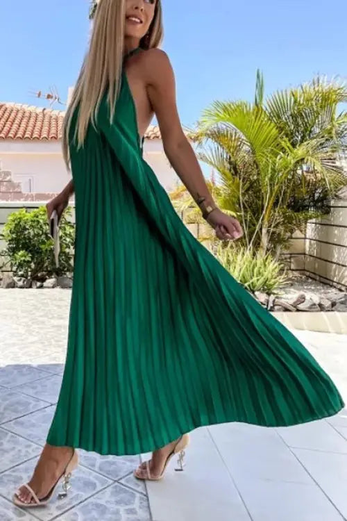 Breeze Slip Pleated Maxi Dress - Fashionpara