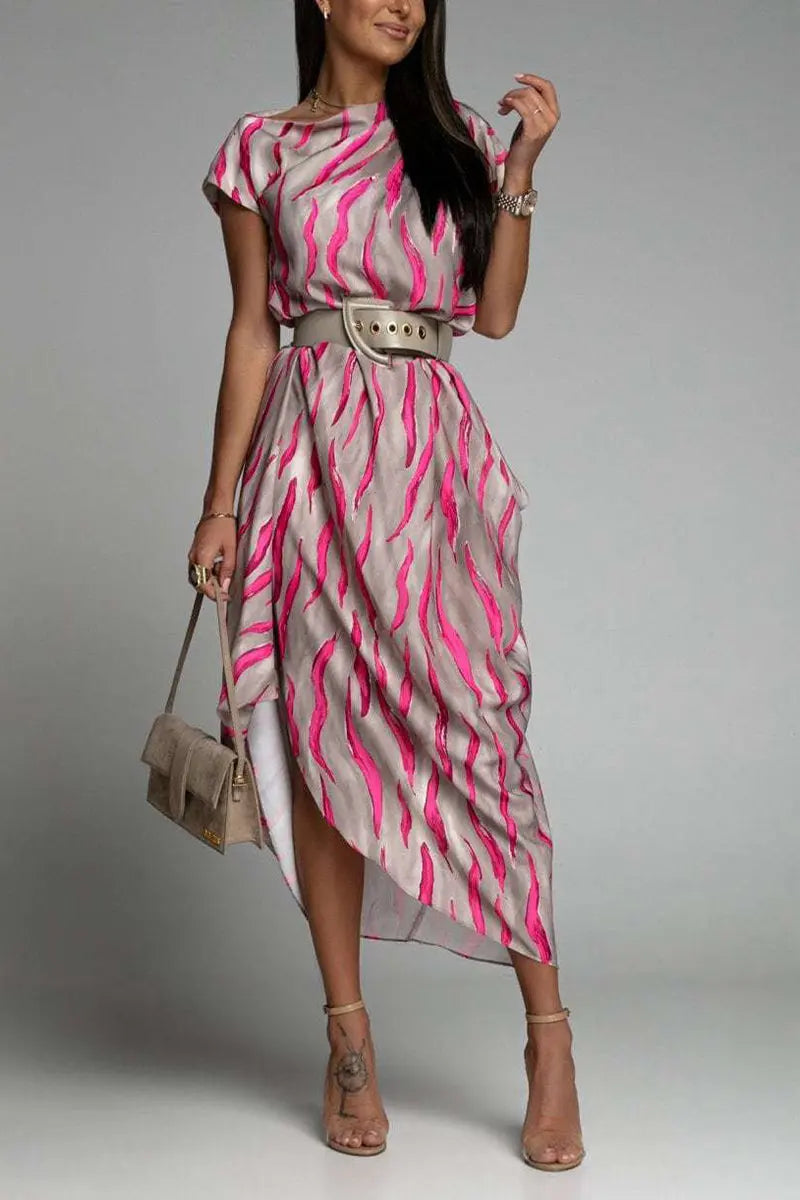 Dew Shoulder Irregularity Dress - Fashionpara