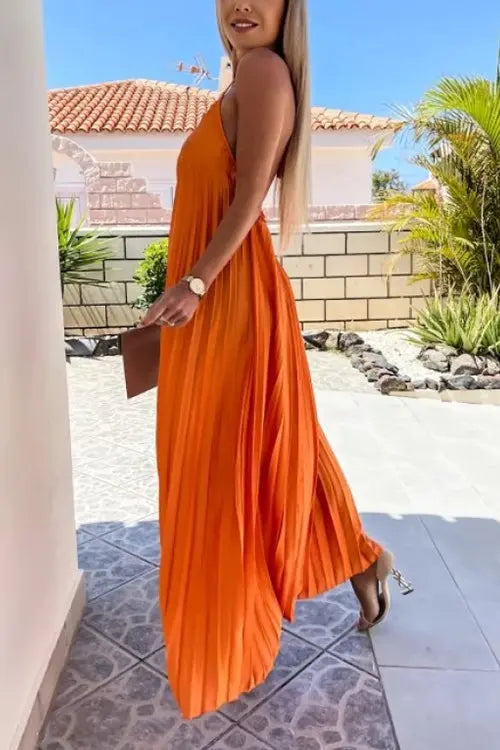 Breeze Slip Pleated Maxi Dress - Fashionpara