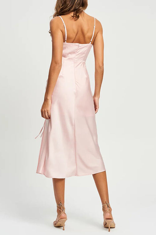 Date Night Satin Midi Dress - Fashionpara