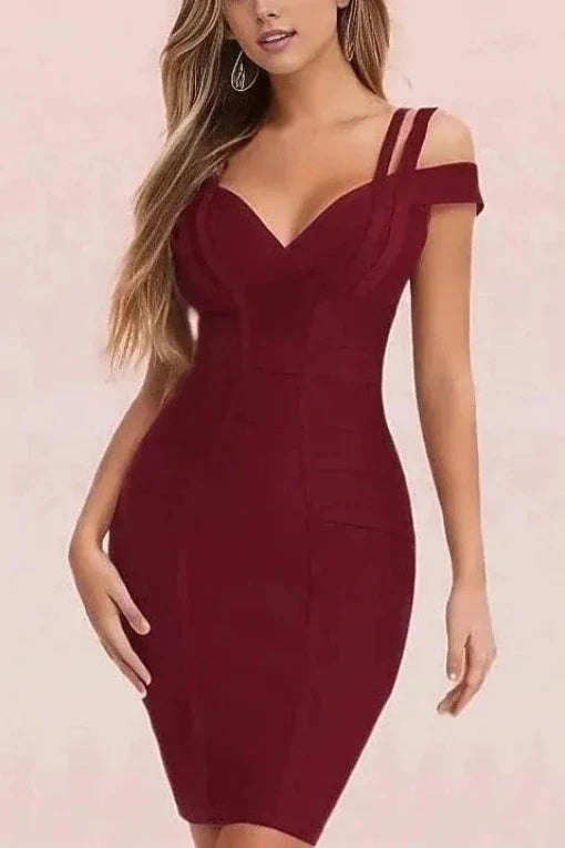 Sia Bandage Dress - Red Wine