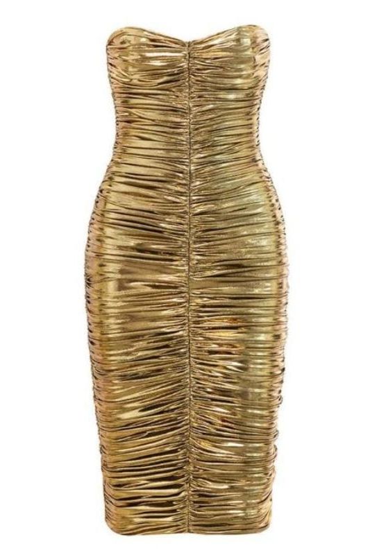 Terese Bodycon Wrap Dress - Gold